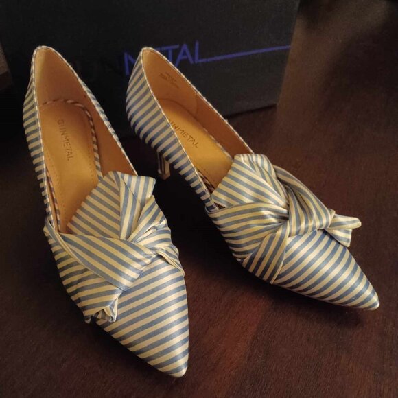 Blue Striped Women's Heels - Picture 4 of 9